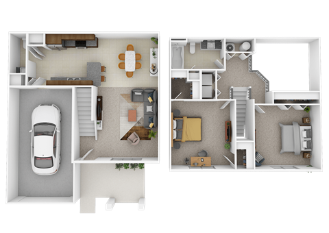 Floor plan for 2 beds, 1.5 baths, 1096 sqft
